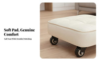 360-Degree Mobility Low-Height Roller Seat Multi-Purpose Tufted Roller Ottoman Silent Wheels Rolling Stool Stable and Sturdy for Beauticians, DIY Enthusiasts, Living Room, Beauty Salon, Entryway, Playroom