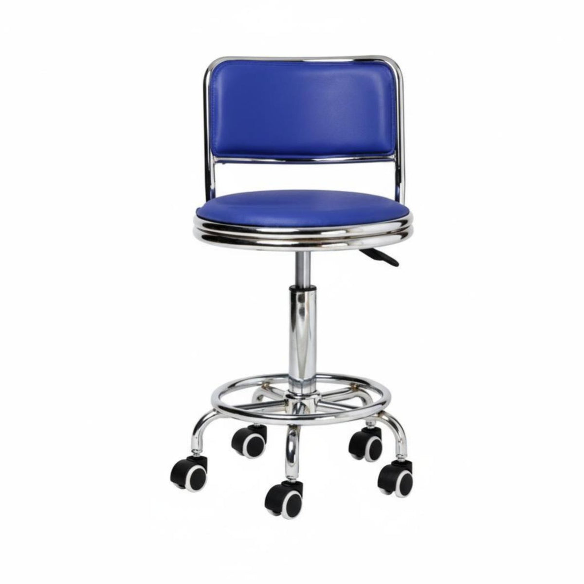 Rolling casters Adjustable Round Stool with supportrest Space-Saving Lowspine rotate Stool Padded Seat Task Chair Comfortable padding for Office Workers, Salon Professionals, laboratory, Kitchen, Workshop, medical facility