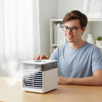Compact USB Desktop Air Cooler Quiet Portable Mist Fan Mini Evaporative Cooler for Office Workers, Students, Desk, Home