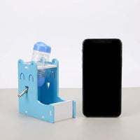 Adjustable Water Bottle Stand and Hamster Water Bottle with Stand, Wood Composite Hamster Water Bottle Holder with Food Bowl, 13cm x 7cm x 13cm
