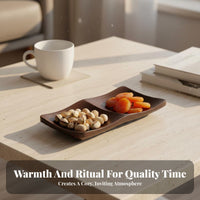 Wood Serving Bowl Multi Compartment Tray Smooth Polished Finish for Coffee Table