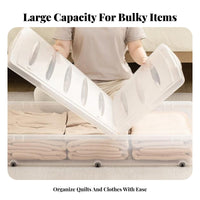 Underbed Storage Box Large Capacity Under Bed Storage Container Construction Low Clothes Organizer for Students, Closet, Dorm Room