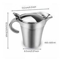 With Lid Stainless Steel Gravy Boat Easy to Pour Lidded Sauce Jug Sturdy Tableware Dishwasher Safe for Restaurant, Bbq