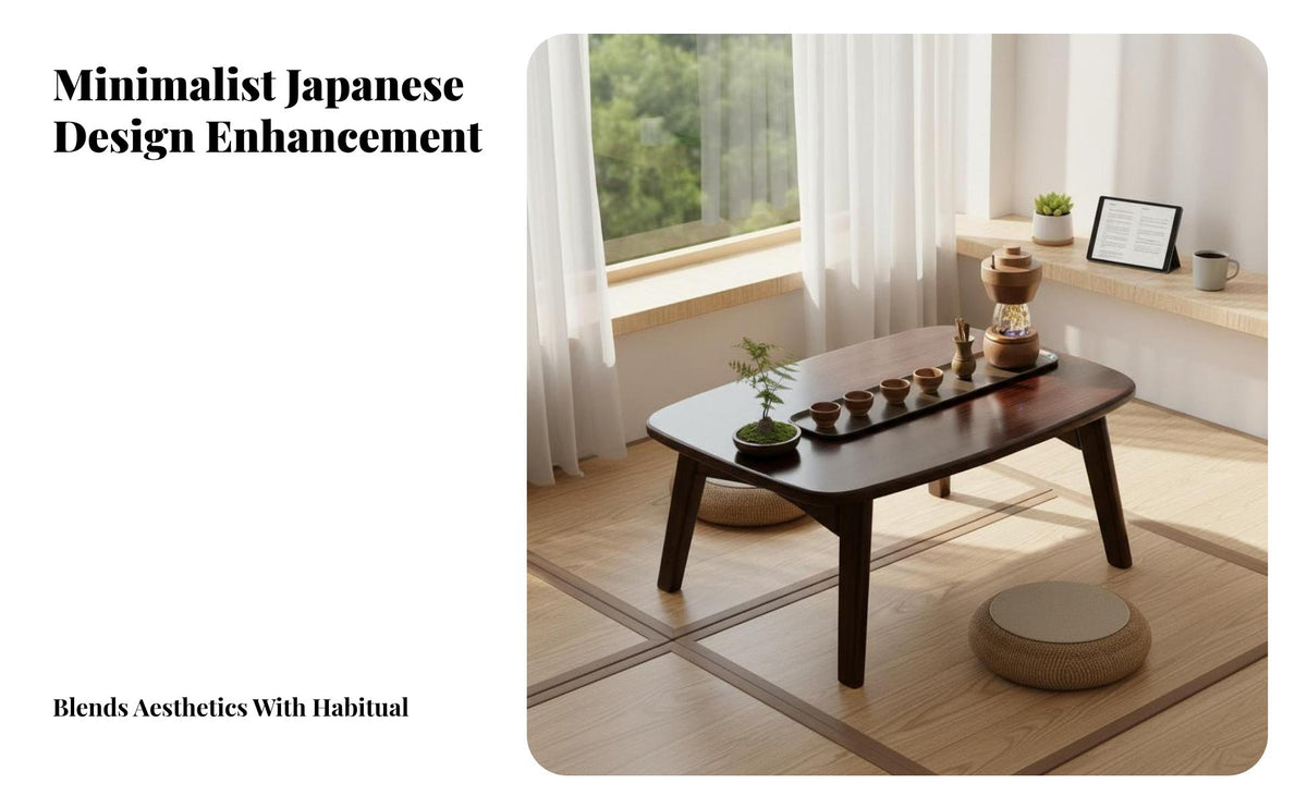 Space-Saving Foldable Tatami Table Multi-Purpose Japanesedesign Floor Table InstallationNo-Assembly Folding Desk No Assembly Required for Telecommuting Workers, Apartment Dwellers, Bay Window, Small Areas, Dorm Room, Bedroom