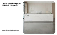 Multi-Functional Modern Reception Desk Sturdy Construction Office Information Desk Easy to Clean Retail Cashier Stand Scratch Resistant for Receptionists, Cashiers, Business Owners, School, Lobby, Sales Center, Company Entrance
