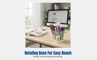 Desktop Rotating Pen Holder, Transparent Acrylic Organizer, Dustproof Multi-Compartment Storage Box for Students