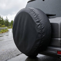 Lychee-Grain Texture PVC Leather Spare Tire Cover Stitched Seams Round Spare Tire Cover Fitted Shape Vehicle Accessory Adjustable Fit