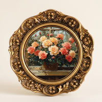 Ornate Round Photo Frame Vintage-Style Round Picture Frame Decorative Sturdy for Bedroom