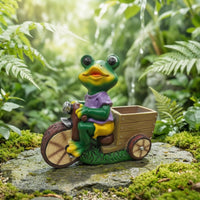 Frog Statue with Planter Outdoor Frog Planter Whimsical Ornaments for Gardeners, Patio, Balcony