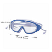 Crystal Clear Lens Swimming Goggles with Earplugs HD Vision Large Frame Swim Goggles Wide Angle View Adult Swim Mask Anti-Fog for Adults
