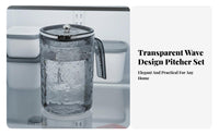 Water Wave Pitcher and Cup Set Large Capacity Water Carafe with Cups Food-Grade Material Clear Juice Pitcher Set for Hosts, Families, Fridge, Office