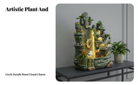 Quiet Operation Rockery Waterfall Fountain Sturdy Construction Feng Shui Water Fountain Artisan-Made Sculpture Indoor Rockery Waterfall with Mist for Living Room, Office, Hotel Lobby, Garden