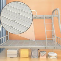 Metal Bunk Bed Space-Saving Bunk Bed with Guardrails Reinforced Furniture for Students, Teens, Dormitory, Shared Bedroom