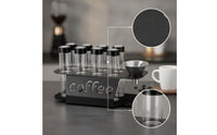 Countertop Coffee Bean Display Rack Metal Coffee Bean Rack with Glass Jars Sealed Stand Space-Saving for Kitchen