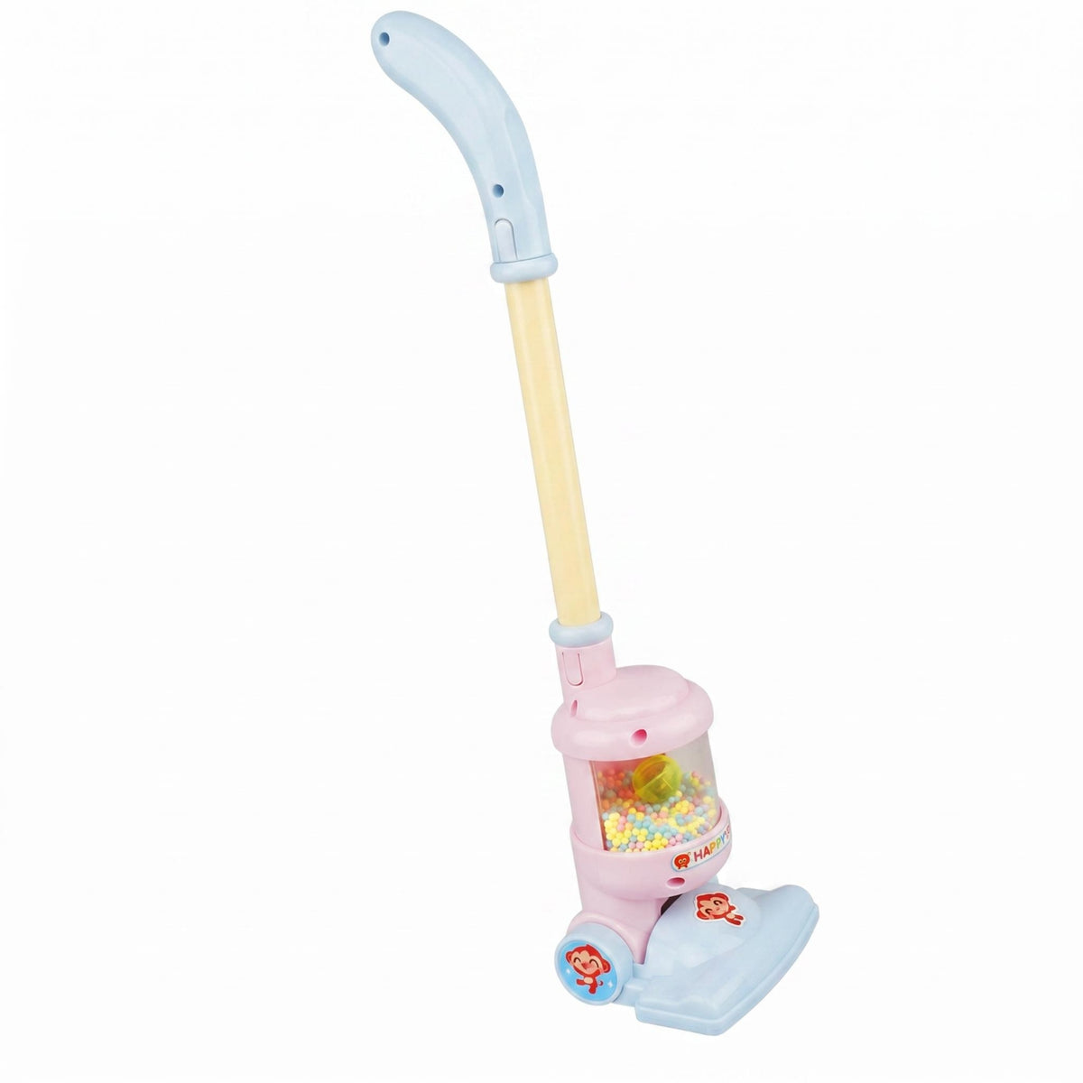 Clear Chamber Toy Vacuum Cleaner Colorful Beads Upright Toy Vacuum Plastic Cartoon Details