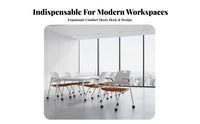 Simple Modern Design Wheeled Training Chair with Backrest Hook Mobile Rolling Swivel Chair Space-Saving Conference Seating Soft Cushion for Trainees, Students, Adults, Meeting Room, Bedroom