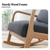 Nordic Design Upholstered Rocking Chair Sturdy Frame Household Furniture High Backrest Home Seating Ergonomic Design for Book Lovers, New Mothers, Balcony, Living Room, Bedroom, Reading Nook