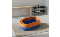 Anti-Splash Semi-Enclosed Cat Litter Box Spacious Semi-Enclosed Litter Box Easy to Clean High-Sided Cat Pan Removable Guard for Kittens