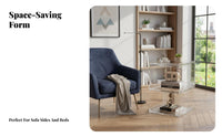 Space-Saving Rippled C-Shaped Table Integrated Storage Household Furniture Multi-Functional Modern Aesthetic for Apartment Dwellers, Homeowners, Remote Workers, Living Room, Bedroom, Small Spaces, Home Office