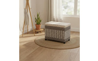 Entryway Shoe Changing Bench Multi-Functional Braided Storage Stool Solid Wood Frame Rattan Style Storage Ottoman for Living Room, Bedroom