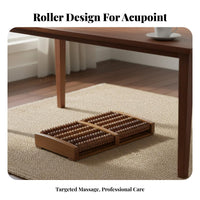 Ergonomic Design Double Foot Massager Roller Portable Wooden Foot Roller High Load-Bearing Reflexology Tool Long-Lasting Wood Construction for Elderly, Office Workers, Athletes, Home, Under Desk