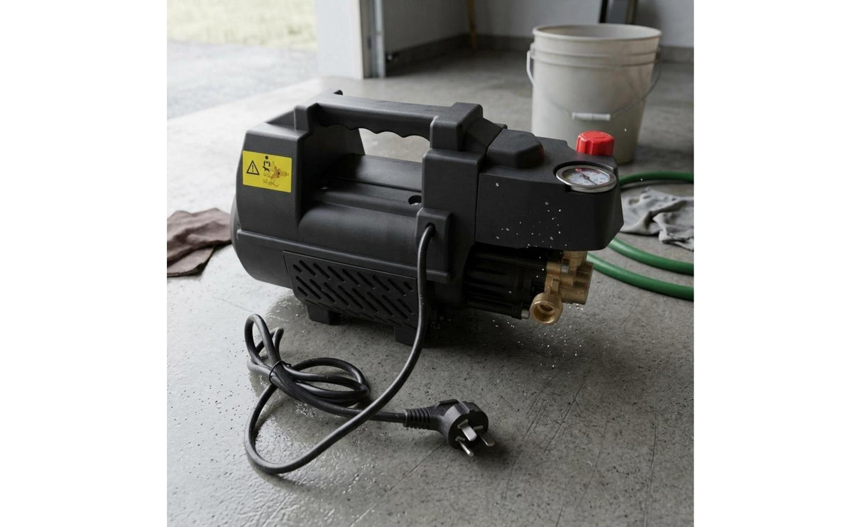 220V Electric Pressure Washer Brass Fittings High-Pressure Washer Built-in Handle Self-Priming Pump Vented Body for Cleaning, Water Pumping
