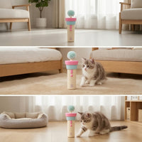 Cat Toy Rod Toy with Plushy Orb Automatic Teaser with Fluff-Tipped Teaser Handheld Cat Teaser for Cats, Kittens, Pet Training
