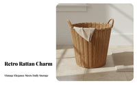 Faux Rattan Clothes Hamper Large Capacity Rattan Clothes Hamper Stylish Decor Woven Laundry Basket for Washroom, Bedroom