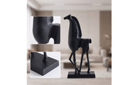 Horse Sculpture Minimalist Horse Statue Matte Black Figurine for Art Collectors, Shelf, Console Table