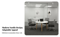 Nordic Design Round 4-Person Table Minimalist Design Cafe Furniture Space Saving Stable Base for Apartment Dwellers, Homeowners, Families, Dining Room, Coffee Bar, Office, Kitchen