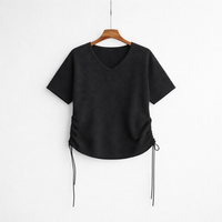 T Shirts for Women UK with Side Drawstring for Adjustable Fit, Plus Size Summer Clothes, Ladies Short Sleeve