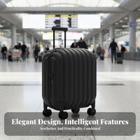 Hardside Hand Luggage Bread-Inspired by Look Ribbed Rigid-Case Suitcase Stylish Design Rolling Bag for Travelers, Wotravelers, Holiday, Airport