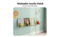 High Clarity Acrylic Magazine Rack Minimalist Design Clear Acrylic Shelf Space Saving Wall Mounted Book Ledge Easy to Install for Homeowners, Collectors, Living Room, Bedroom, Home Office, Kitchen