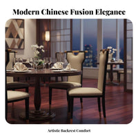 Modern Chinese Design Upholstered High-Back Chair Comfortable Cushion Upholstered High-Back Chair with Handle Sturdy Frame Dining Room Seat Ergonomic Design for Restaurant Owners, Hotel Managers, Interior Designers, Banquet Hall, Kitchen, Office, Bedroom