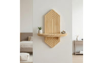 Wall-Mounted Shelf with Carved Backboard Light Wood Wooden Wall Shelf Minimalist Display Shelves for Living Room, Bedroom, Entryway