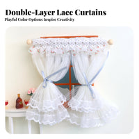 With Wooden Rod OB11 Dollhouse Window Decoration Handmade Double Layer Dollhouse Curtain Realistic Texture for Photographers, Room Box Setup