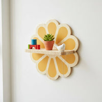 Decorative Flower Wall Planter Shelf Cute Design Wooden Flower Shelf Handmade Look Floating Plant Holder Space Saving for Living Room, Bedroom, Office