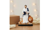 Evangelist Figure the Apostle Statue Classical Design St Mark with Winged Lion Figurine Christmas Gift Religious Statue Home Decor for, Office Desk