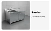 Stainless Steel Sink Cabinet Easy to Clean Unified Sink Countertop Cabinet Rust Resistant Commercial Kitchen Wash Station for Gardeners, Restaurant