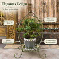 Wrought Iron Plant Stand, Rustic Foldable Flower Stand, 57x35x96cm Flower Stool for Balcony & Living Room, Antique Plant Shelf
