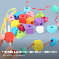 Educational Stacking and Lacing Beads Set Fine Movement Skills Development Lacing Beads Toy Set Hand-Eye Coordination for Preschoolers