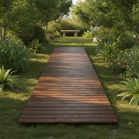 Flexible Roll out Garden Walkway Portable Roll-out Wooden Path Temporary Wooden Garden Walkway Rustic for Gardeners, Homeowners, Backyard, Patio, Wedding Aisle