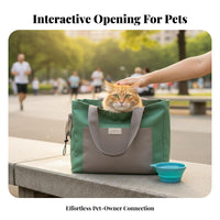 Wide Comfortable Strap Canvas Pet Shoulder Bag Adjustable Neck Opening Heads-out Pet Tote Breathable Mesh Top for Vet Visits, Outdoor, Parks