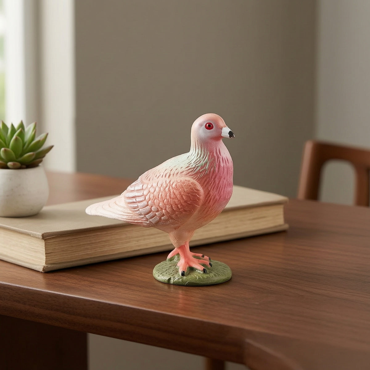 Pigeon Figurine Realistic Pigeon Model with Base Sculpted for Desktop