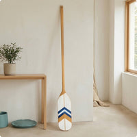 Decorative Wooden Paddle with Chevron Accents Nautical Paddle Wall Decor Coastal Wooden Oar with Geometric Design Beach for Cabin, Entryway