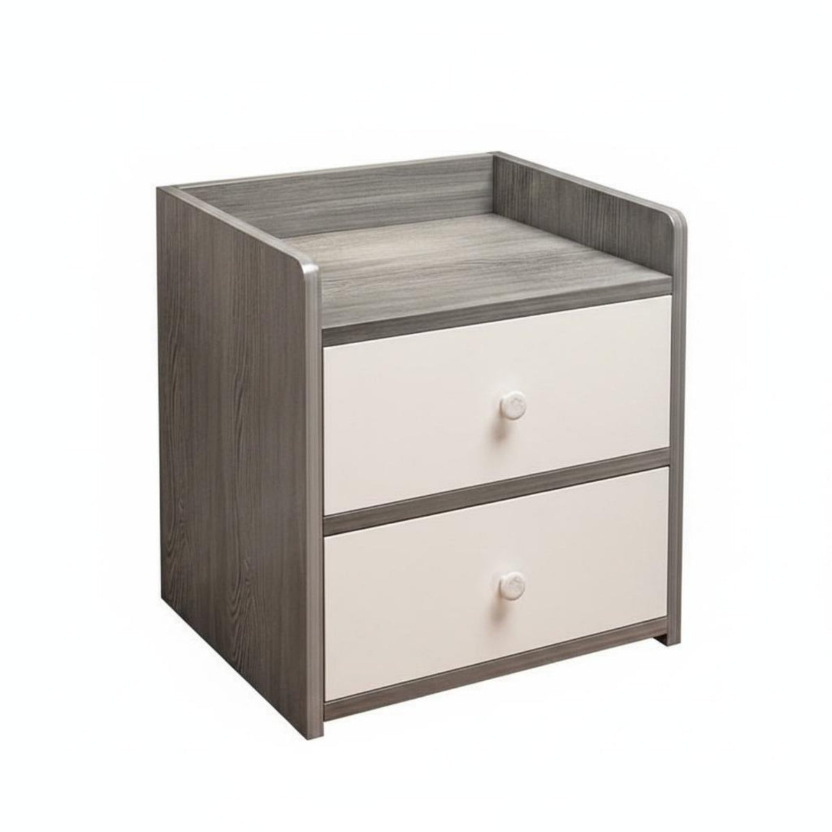 Rounded Corners Modern Bedside Cabinet Large Capacity Small Nightstand with Drawer Bedside Storage Shelf for Dorm Room