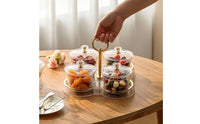 Snack Tray with Lid and Handle 4-Compartment Tray with Compartments Divided Serving Platter BPABPA-Excluded for Hosts, Parties