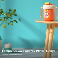 Double-Layer Insulation Stainless Steel Toddler Cup with Handles Safe Insulated Straw Sippy Cup Leak Proof for Mealtime, Travel, Daycare