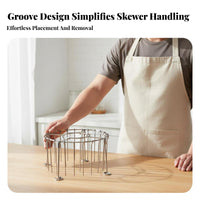 Grooved Design 24-Skewer Hanging Rack Detachable Air Fryer Skewer Rack High-Heat Resistant for Families, Oven, Barbecue, Party