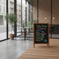 Double-Sided Wooden Blackboard Japanese Style Freestanding Chalkboard Easel Easy to Clean Sign for Event Planners